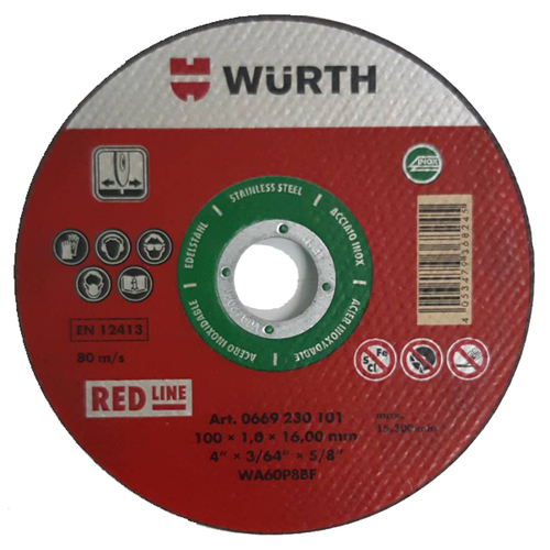 ใบตัดสแตนเลส Wurth 4"x1mm